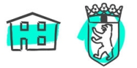 Gezeichnetes Haus und Wappen Berlins