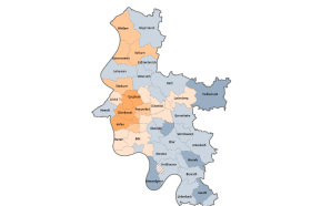 Düsseldorfs Stadtteile auf einer Karte